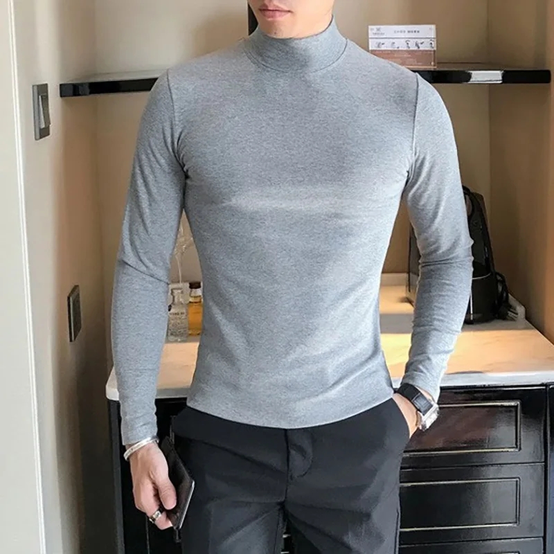 T Shirt Tight Fit - 2025 가을 겨울 남성용 하이넥 티셔츠